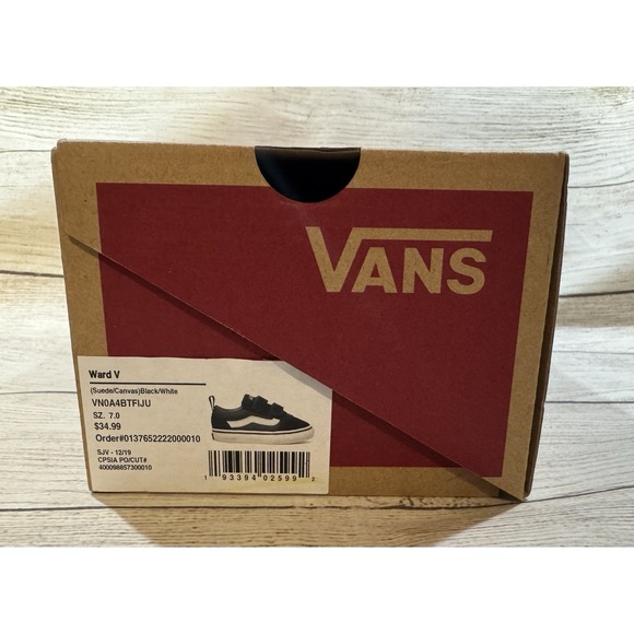 Vans Ward V Toddler Shoes Black White Suede Canvas Strap Skate Sz 7 - Picture 2 of 9